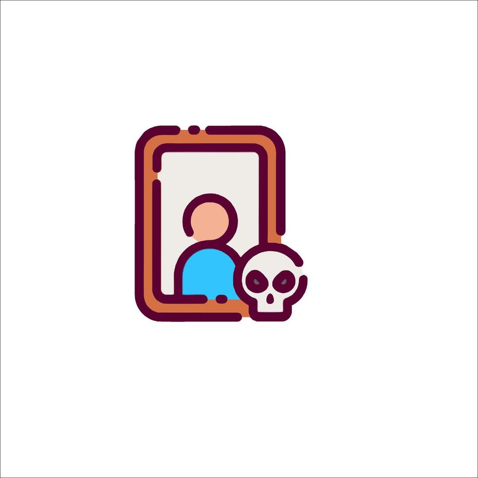 A skull and a person in a frame with a photo vector