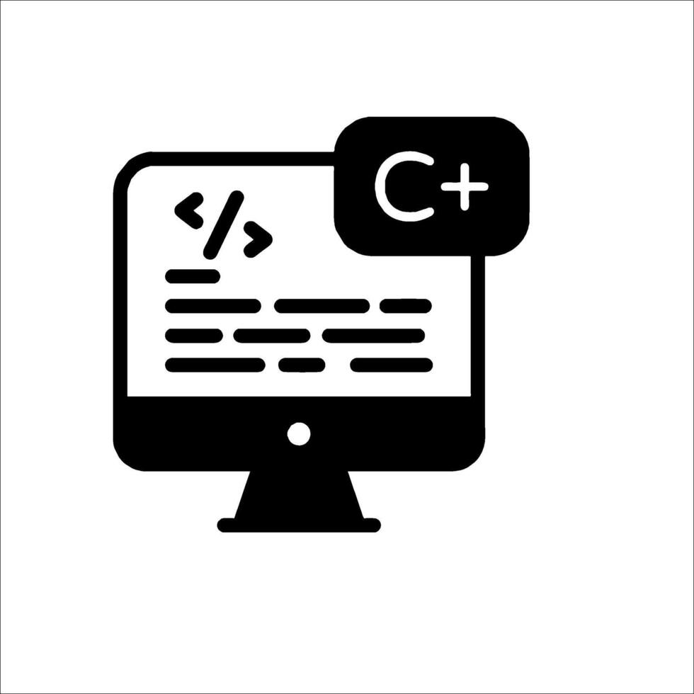 A computer monitor with a c icon on it vector