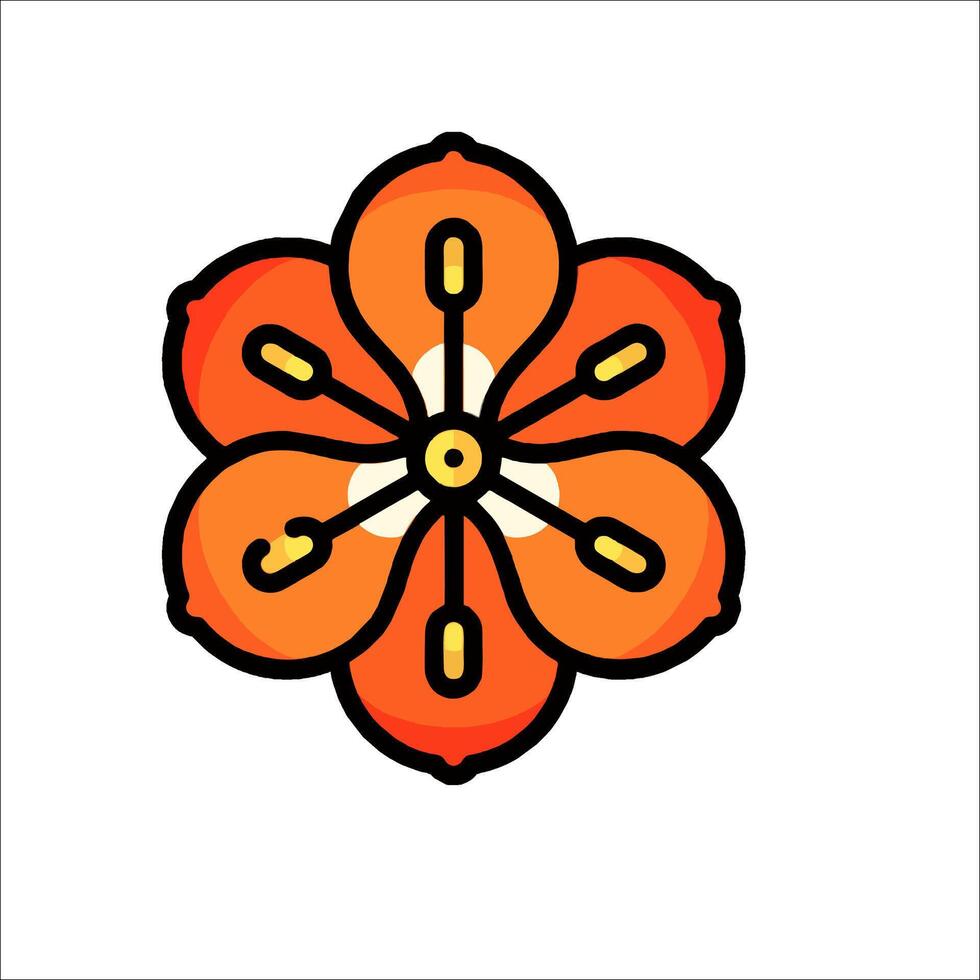 An orange flower with a yellow center vector