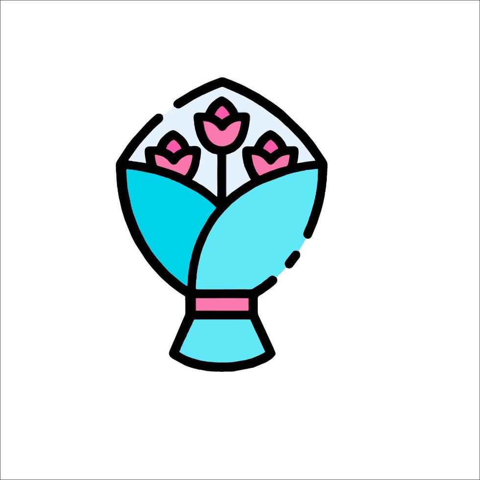 A blue and pink bouquet icon vector