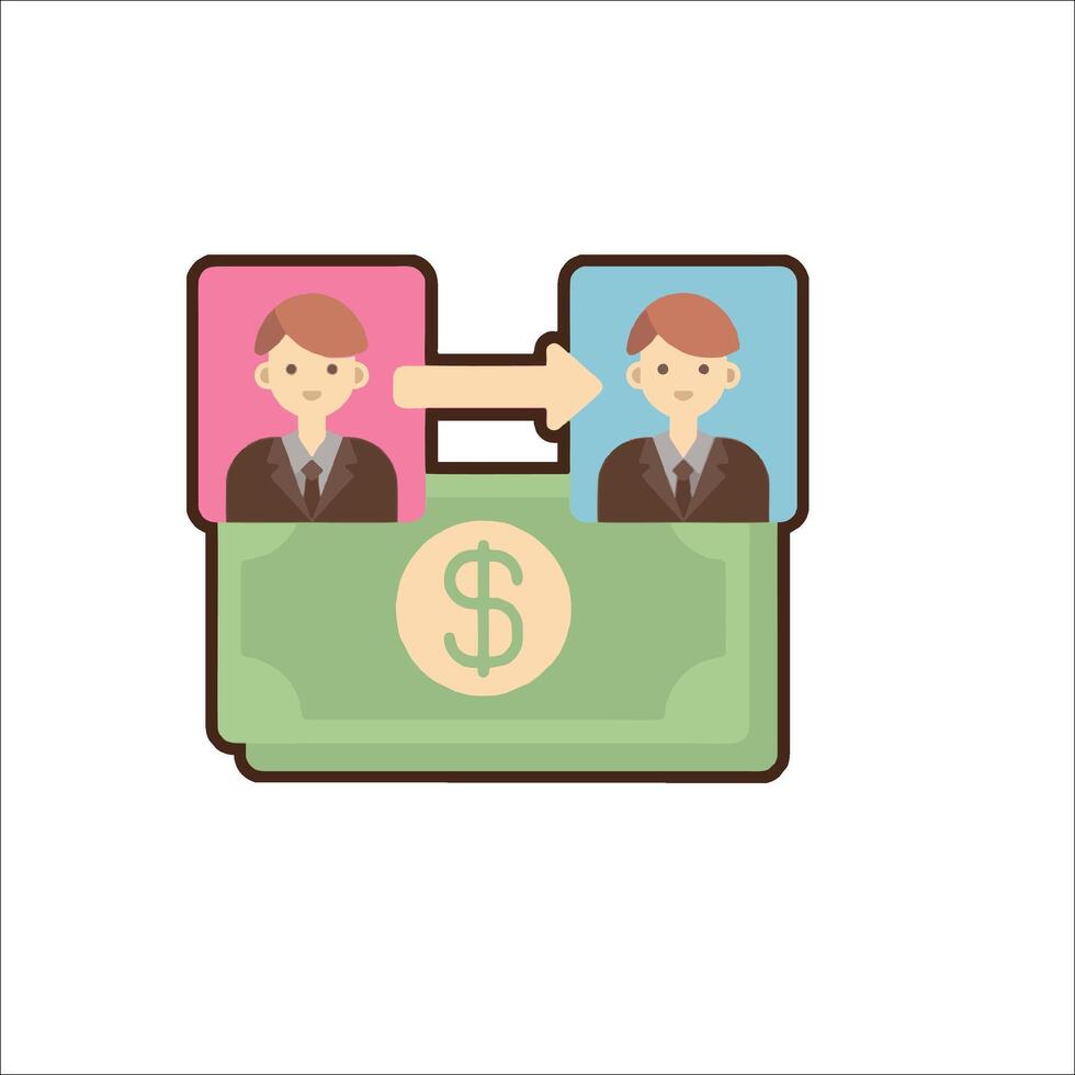 Two people are sitting on a money box with a dollar sign vector