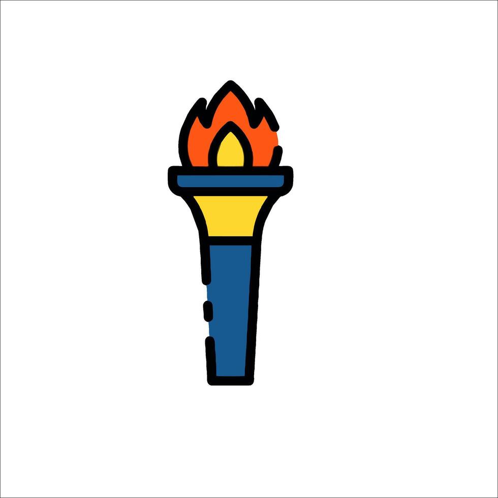A torch with a flame on it is shown in a flat style vector