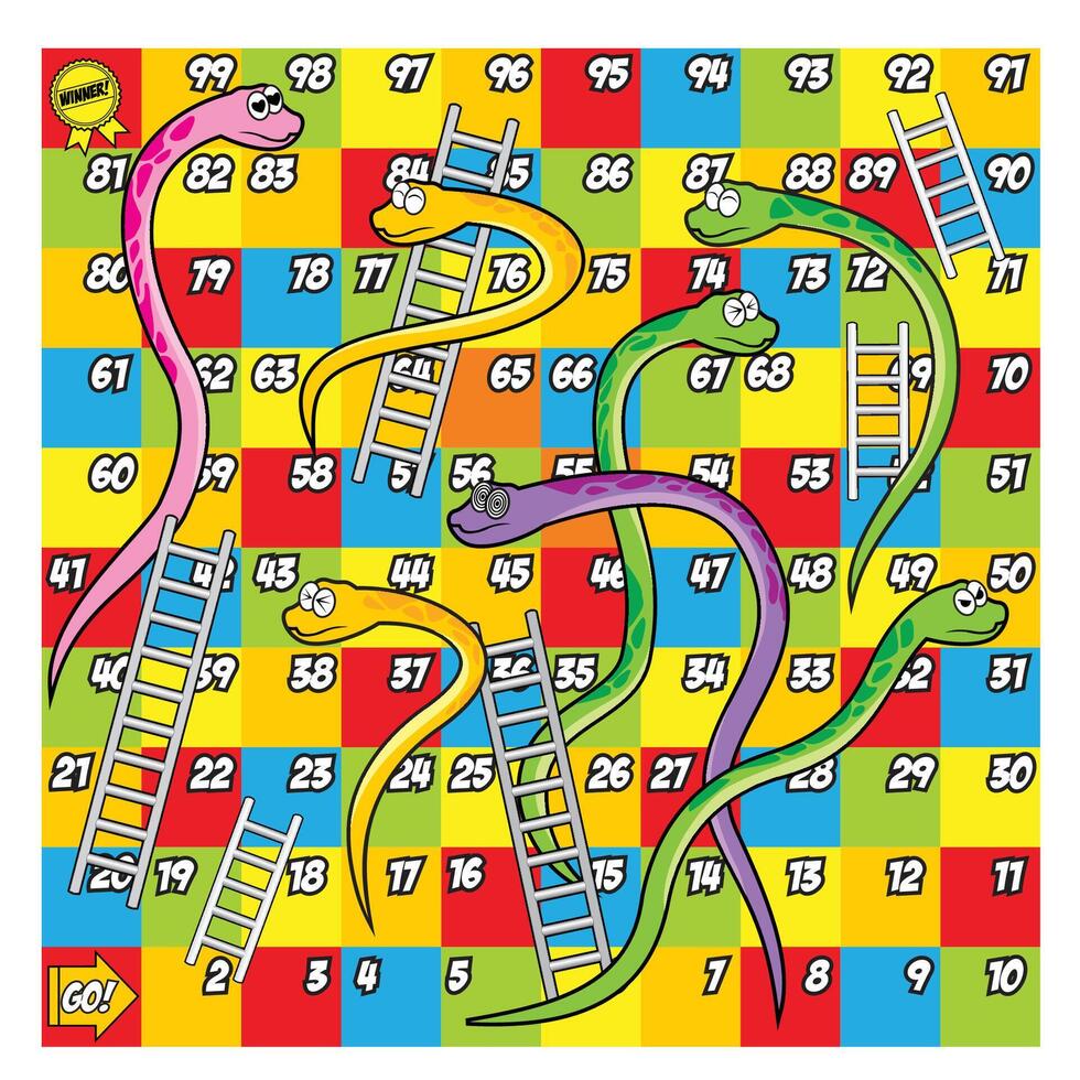 Colorfull Snake and Ladder Game vector