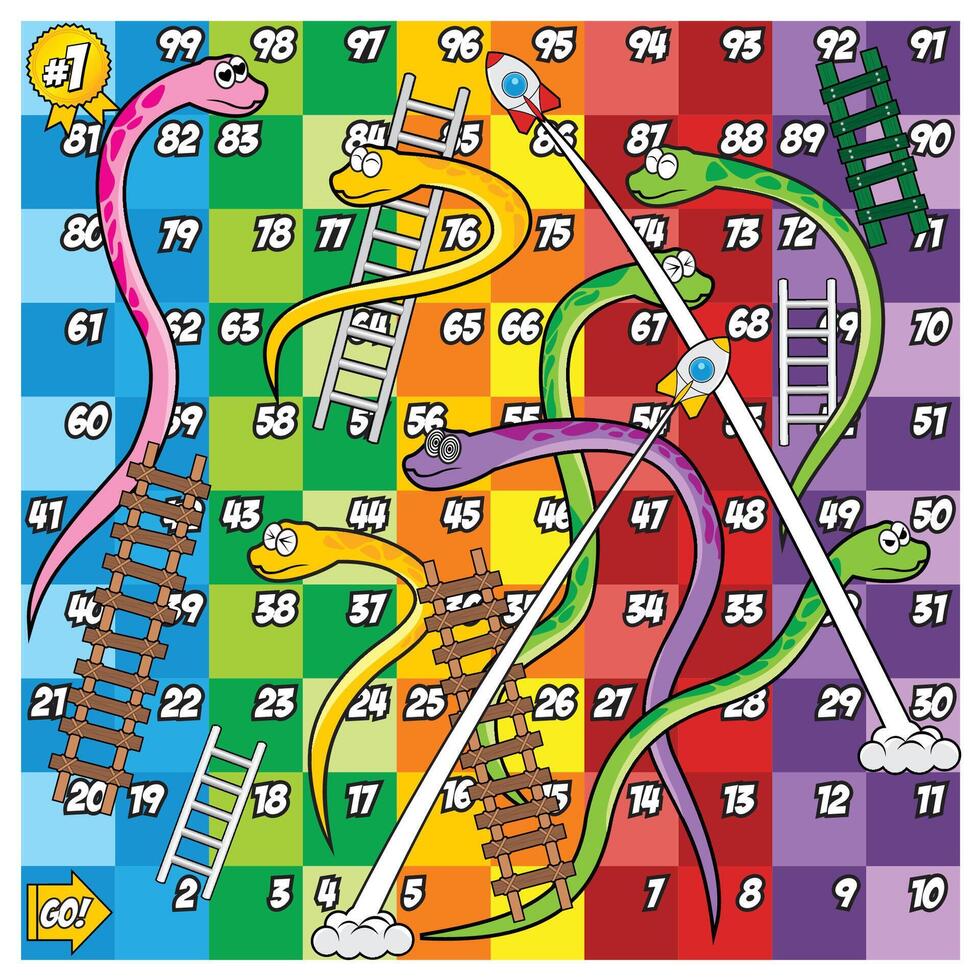 Snake and Ladder and Rocket Game vector