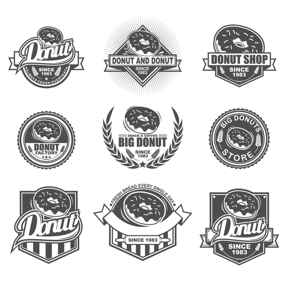 Donut Badge Logo Collection Set vector
