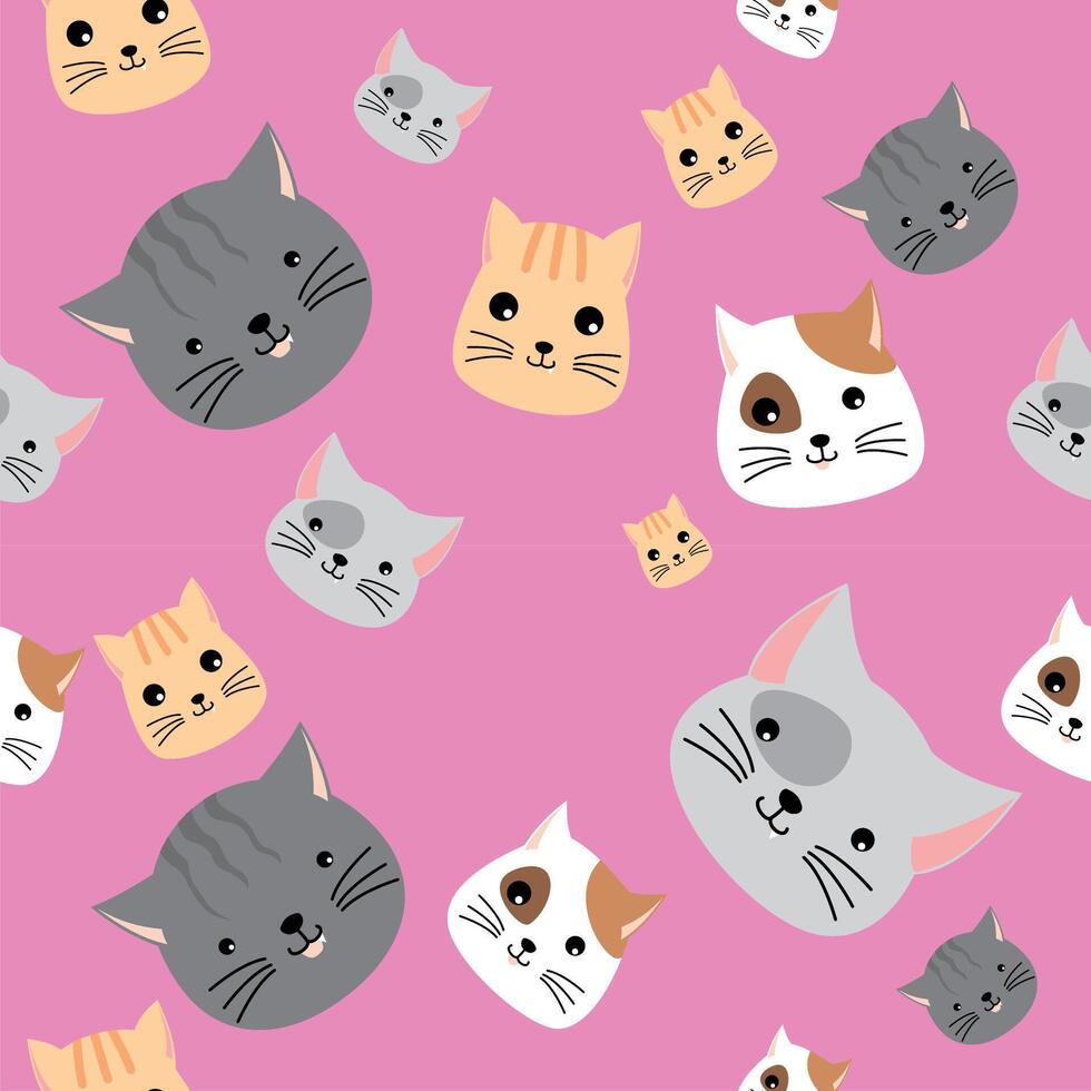 Seamless Pattern Cute Cat vector