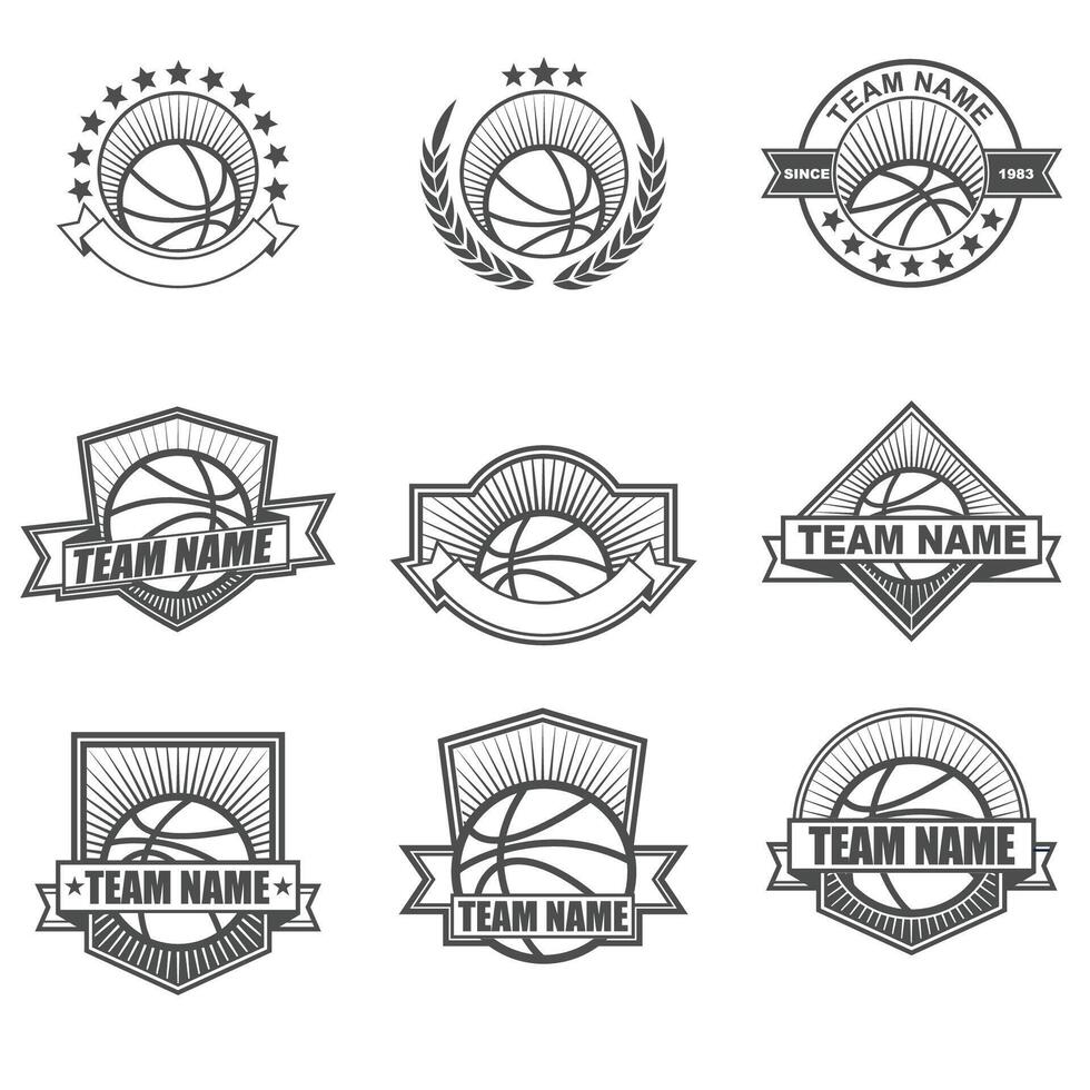 Basketball Team Badge Logo Collection Set vector