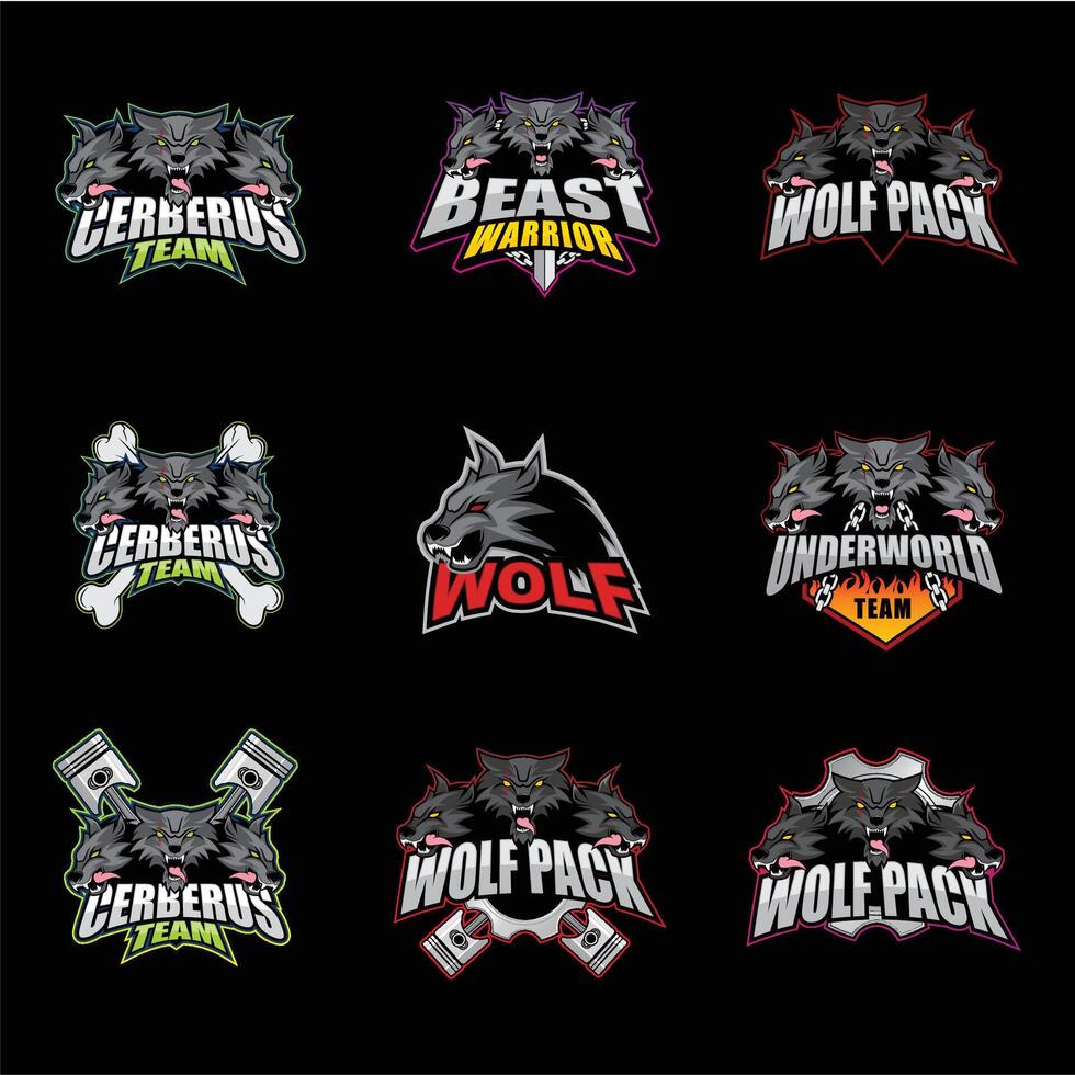 Wolf Badge Logo Collection Set vector