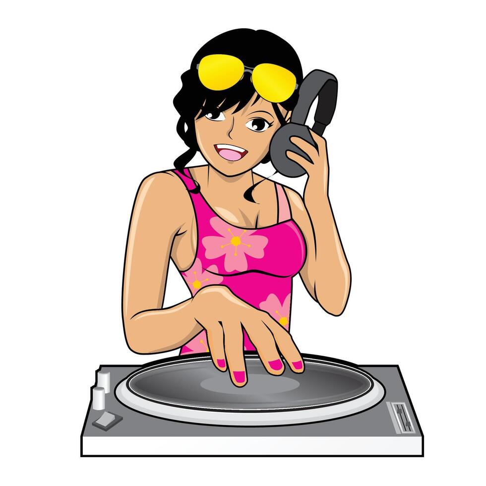 Female DJ at Beach Party vector