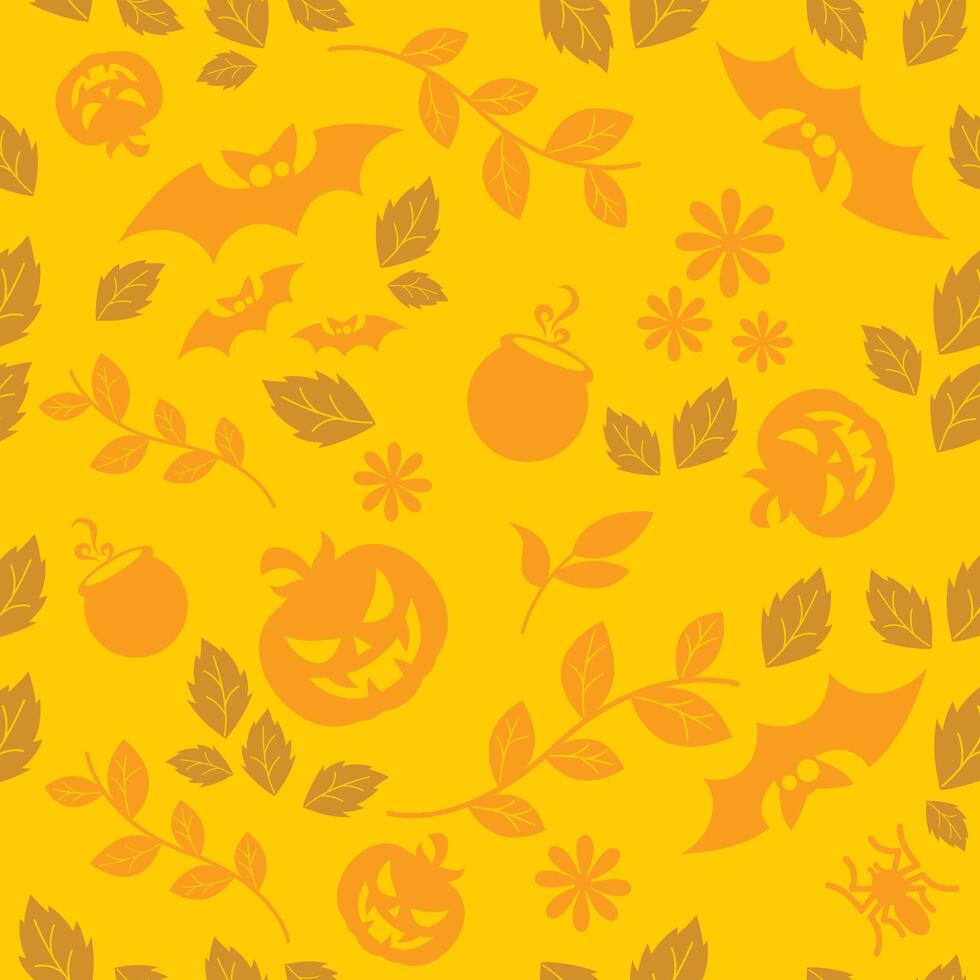 Seamless Pattern with Yellow Halloween Theme vector