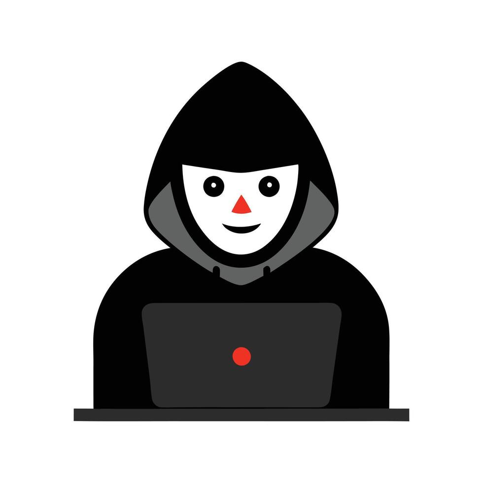 Comical Hacker Character Mockup on a Clean White Background vector