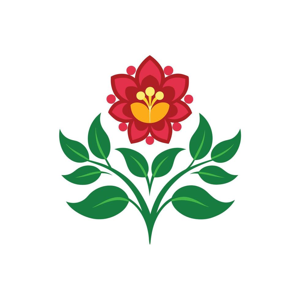 Simple Floral Ornament Pattern on White Background vector