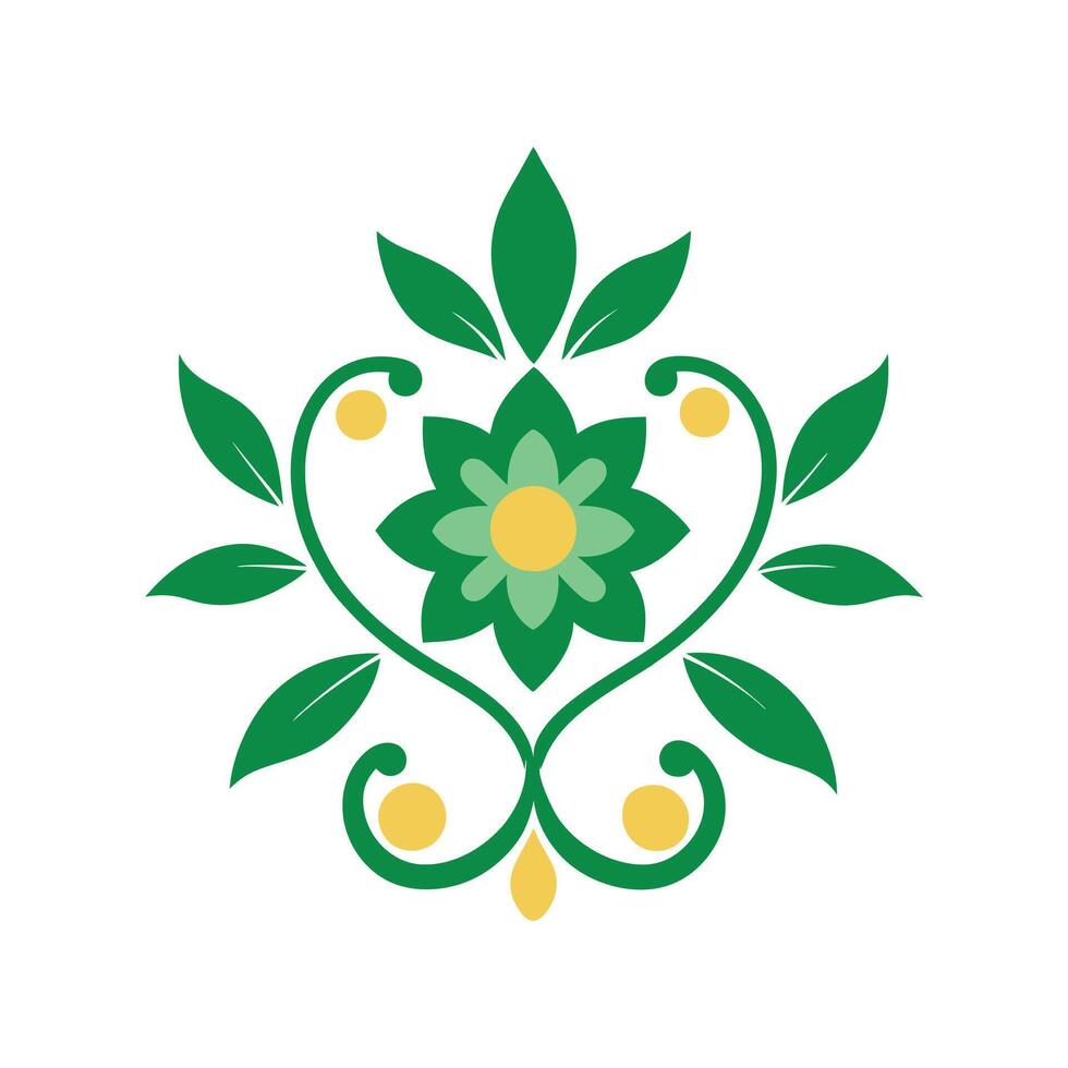 Stylized Floral Ornament Design on Crisp White Background vector