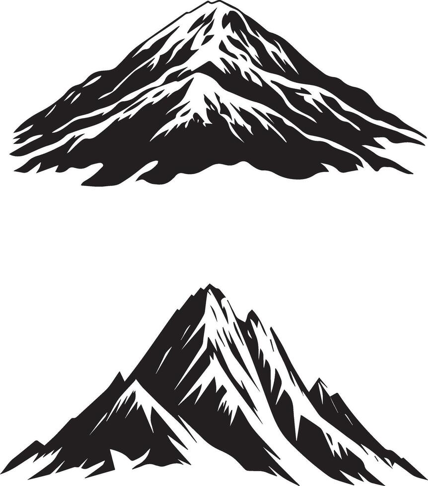 Mountain snowy silhouette black graphic on white background vector
