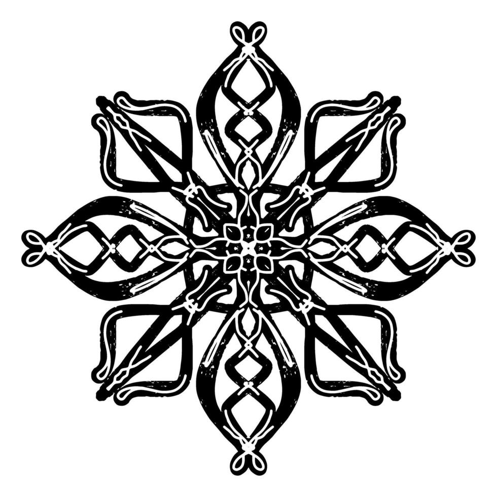 a black and white snowflake design with a pattern vector