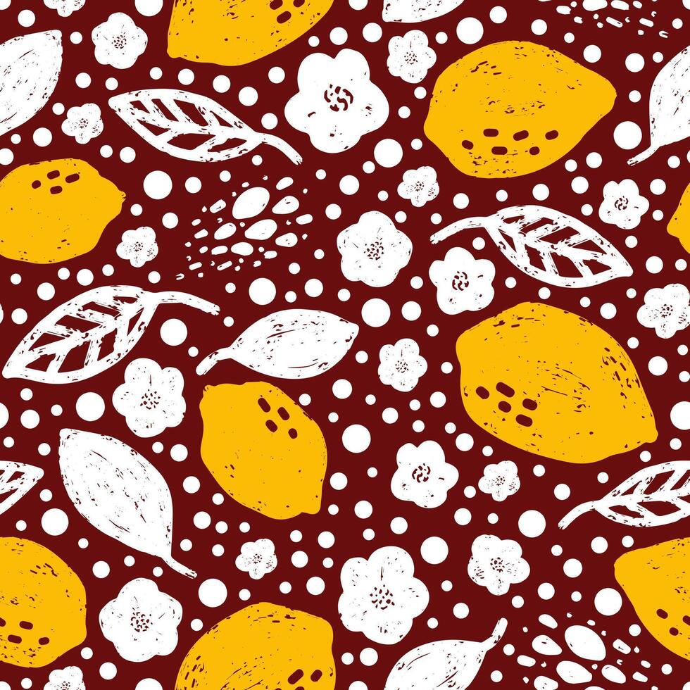 lemon and orange seamless pattern vector
