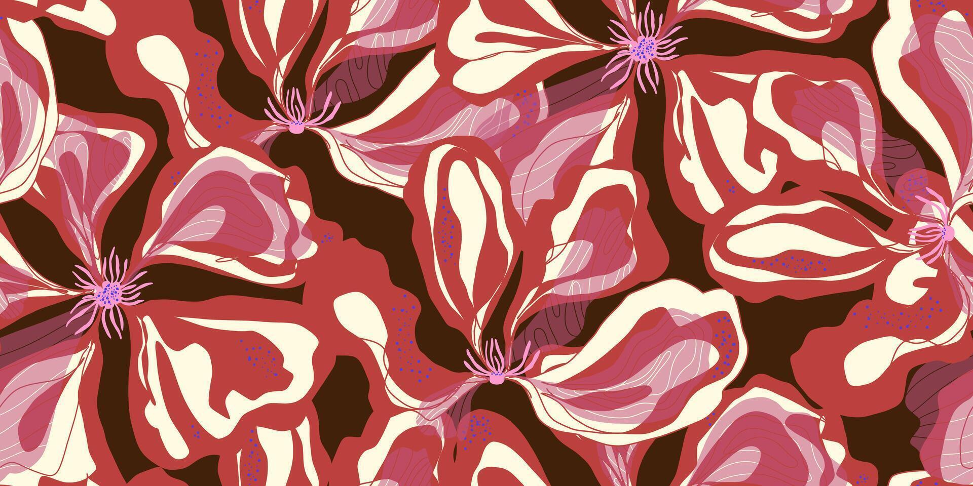 a pattern with pink and brown flowers vector