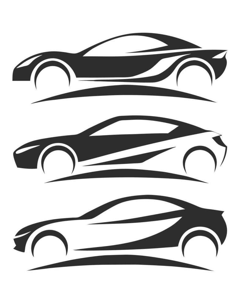 Sleek Car Silhouette Designs for Modern Branding and Logos vector