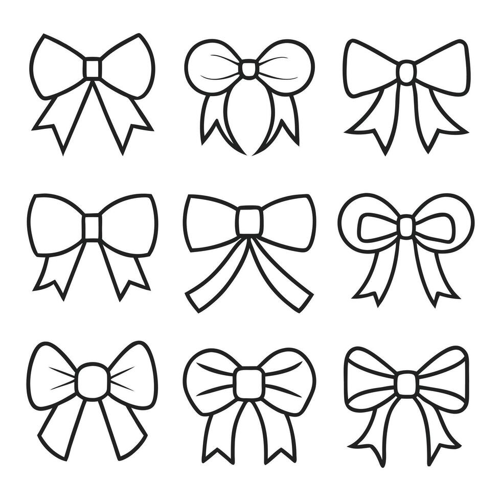 Minimalist Bow Illustrations Set for Clean Design Projects vector