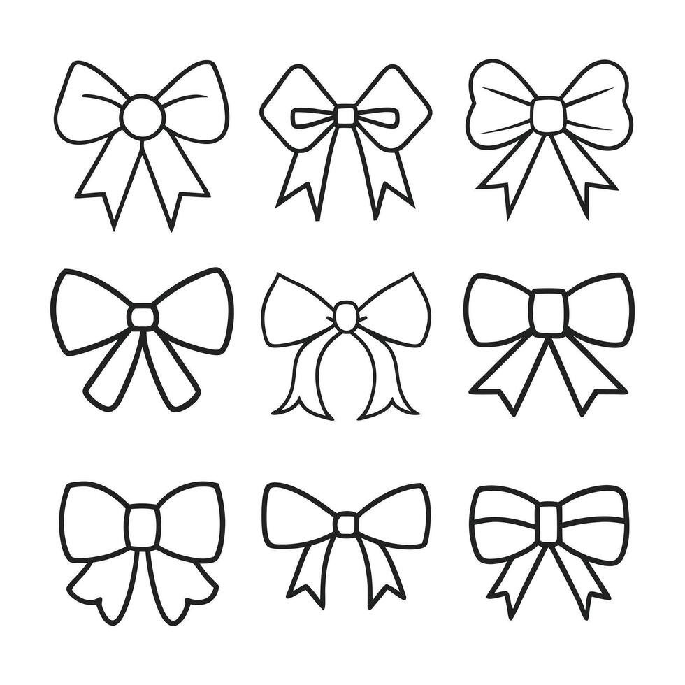 Minimalist Bow Illustrations Set vector