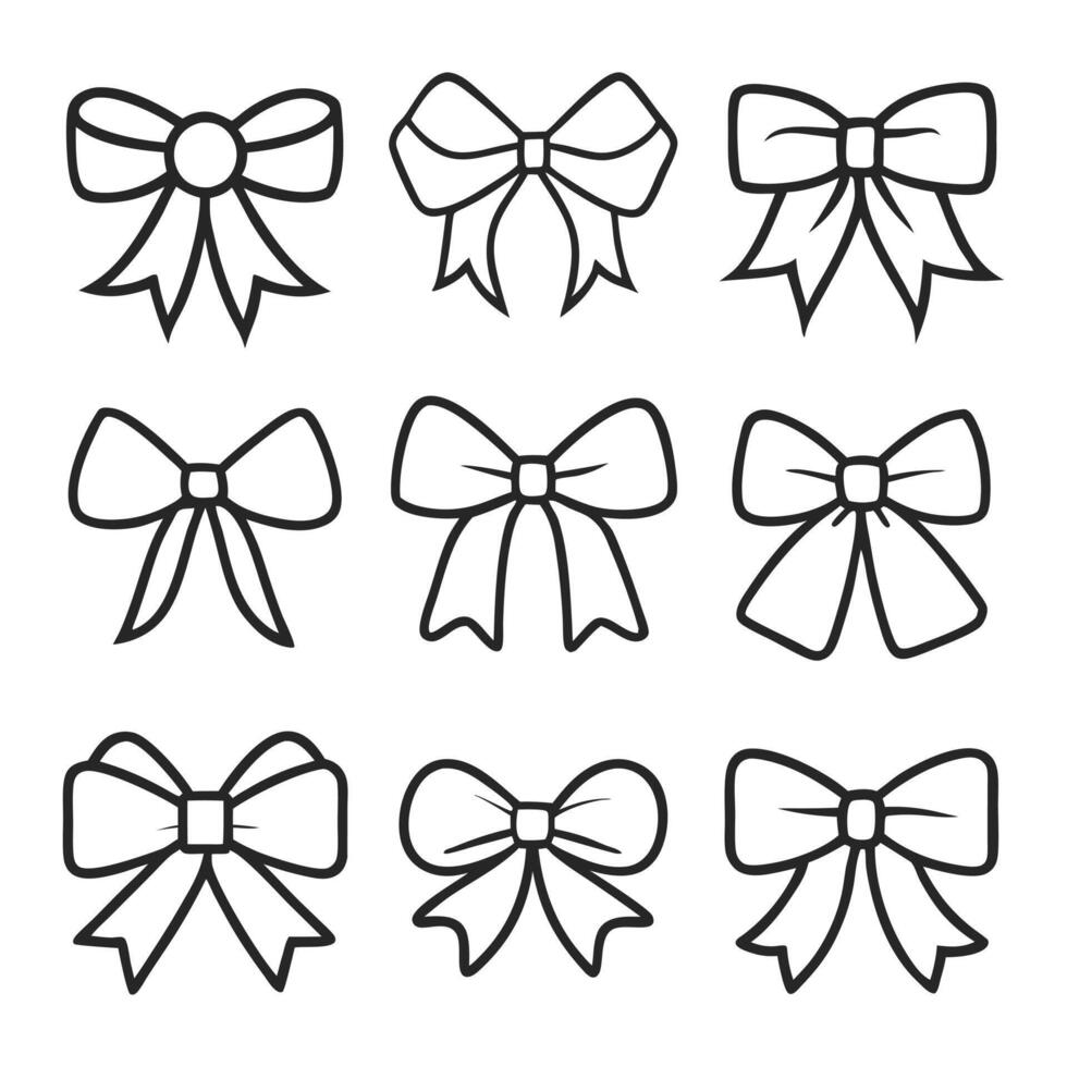 Simple Bow Design Collection for Scalable Digital and Print Applications vector