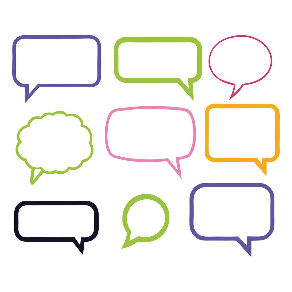 Flat Color Line Art Speech Bubble Collection for Versatile Design vector