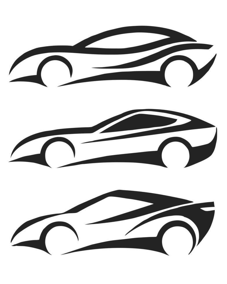Modern Car Silhouette Set with Sleek and Dynamic Lines vector