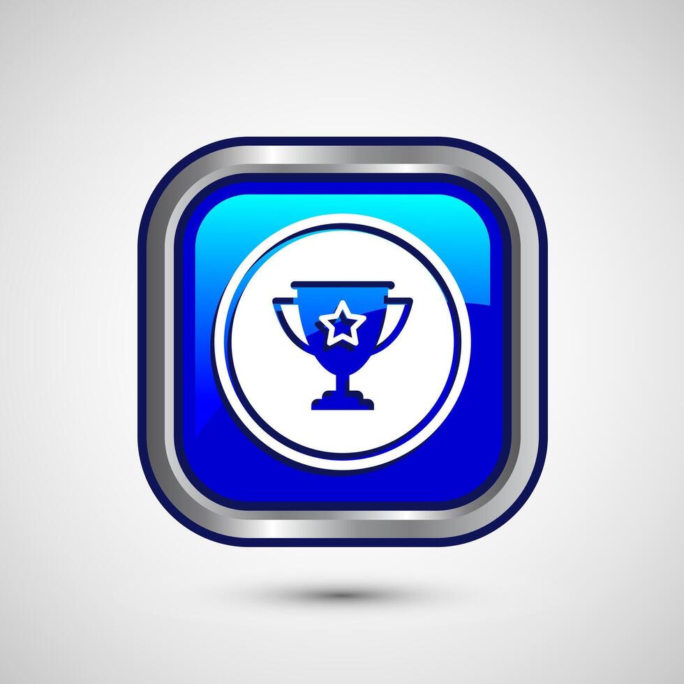 Award icon design illustration, Winning icon, Champion symbol, Blue color square button design vector