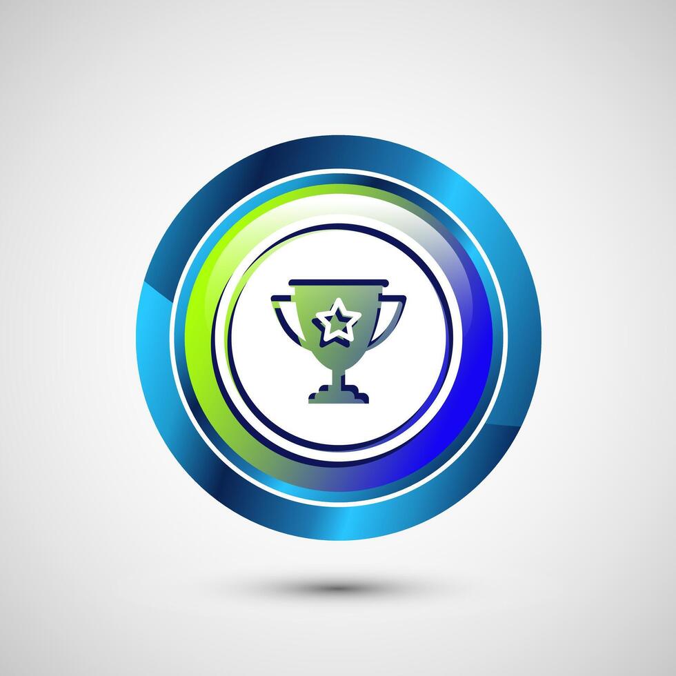 Award icon design illustration, Winning icon, Champion symbol, Glossy round button design vector