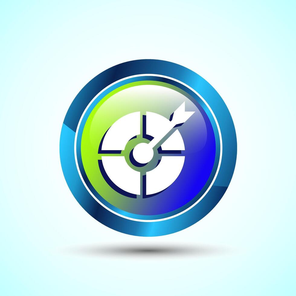 Target goal icon design illustration, Goal sign symbol, Glossy round button design vector