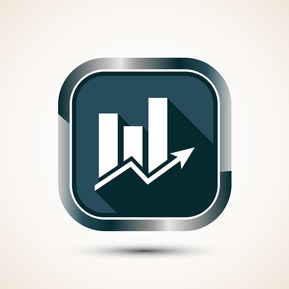Bar chart icon design illustration, Graph icon, Growth sign, Growth chart, Gray shadow button design vector