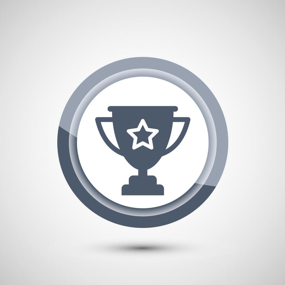 Award icon design illustration, Winning icon, Champion symbol, Gray color button design vector
