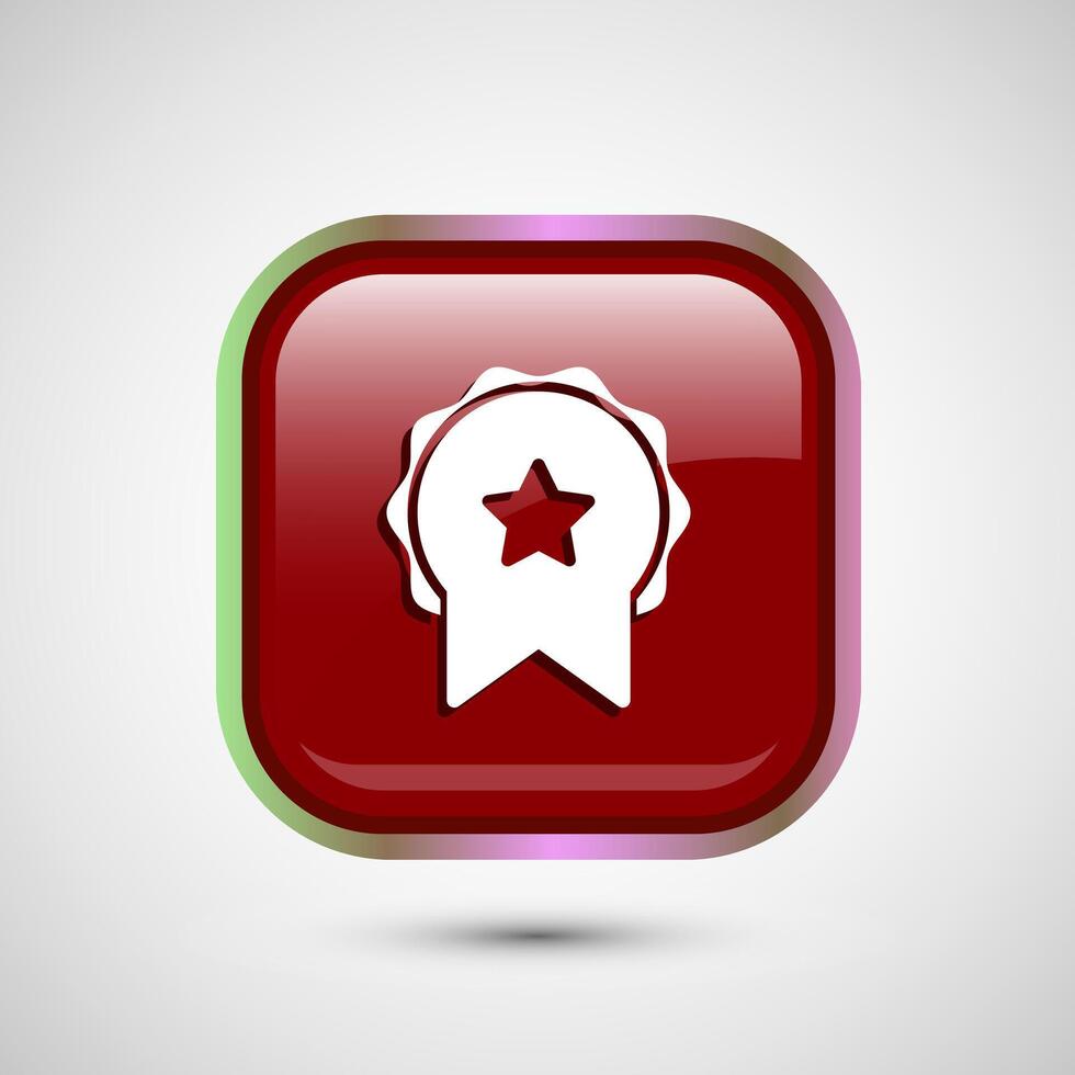 Award icon design illustration, Winning icon, Champion symbol, Red color square button design vector