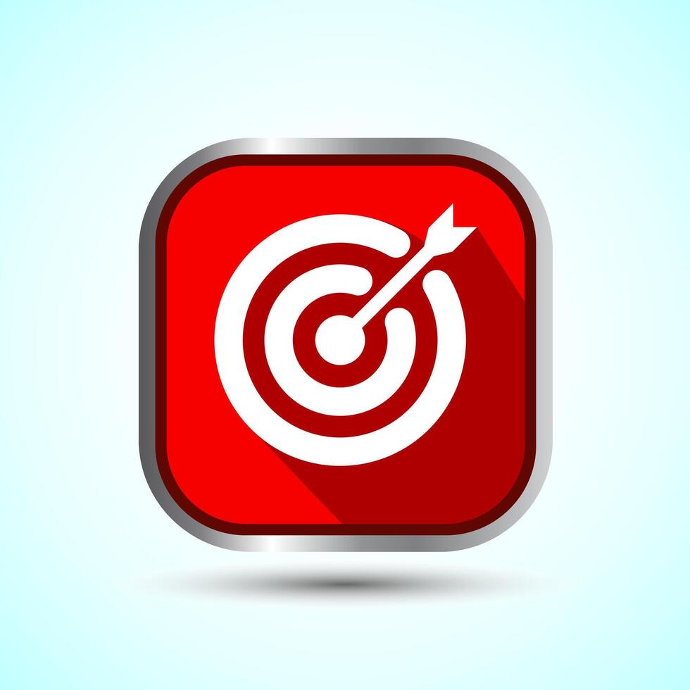 Target goal icon design illustration, Goal sign symbol, Red shadow button design vector
