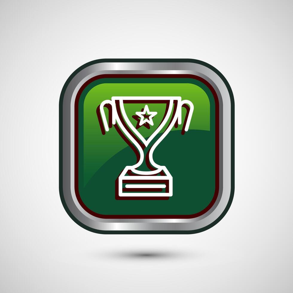 Award icon design illustration, Winning icon, Champion symbol, Green color square button design vector