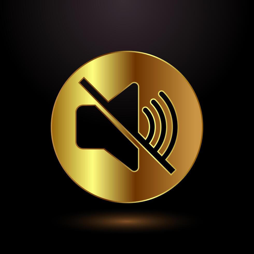 Luxurious Gold Sound Icon, Volume Design Illustration vector