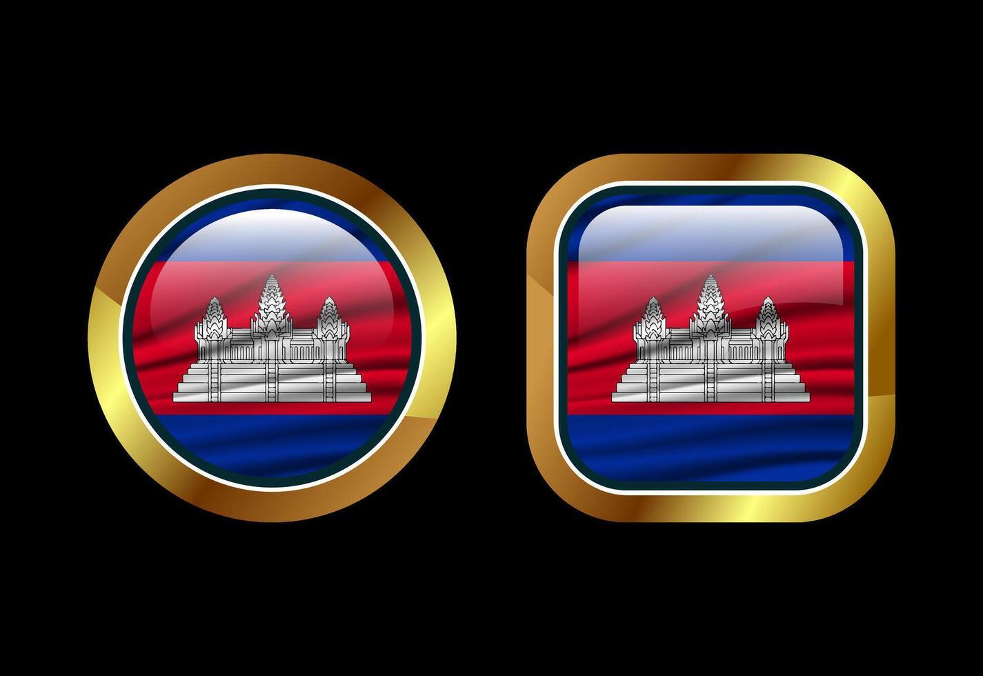 Glossy flag button of Cambodia, High quality web button design vector