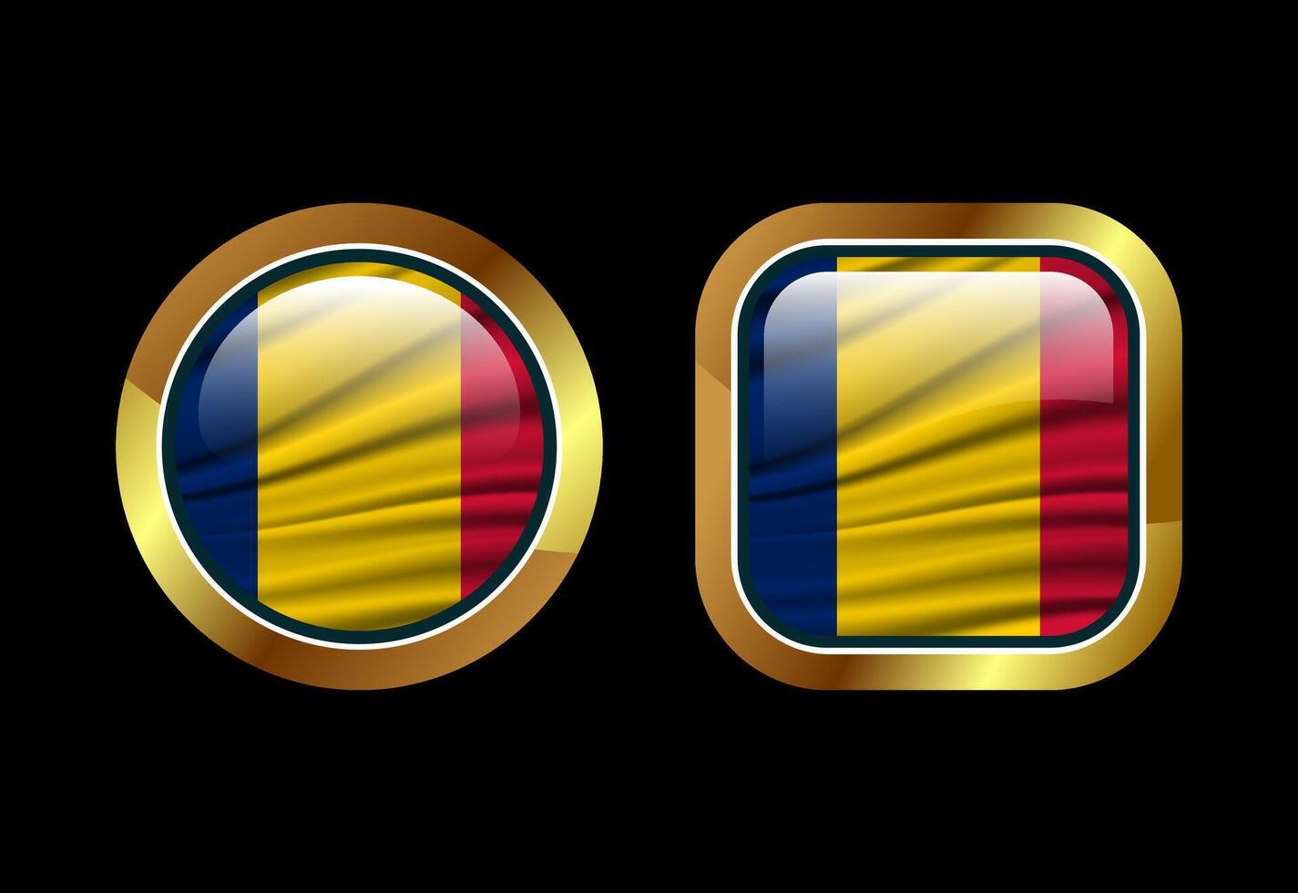 Glossy flag button of Chad, High quality web button design vector