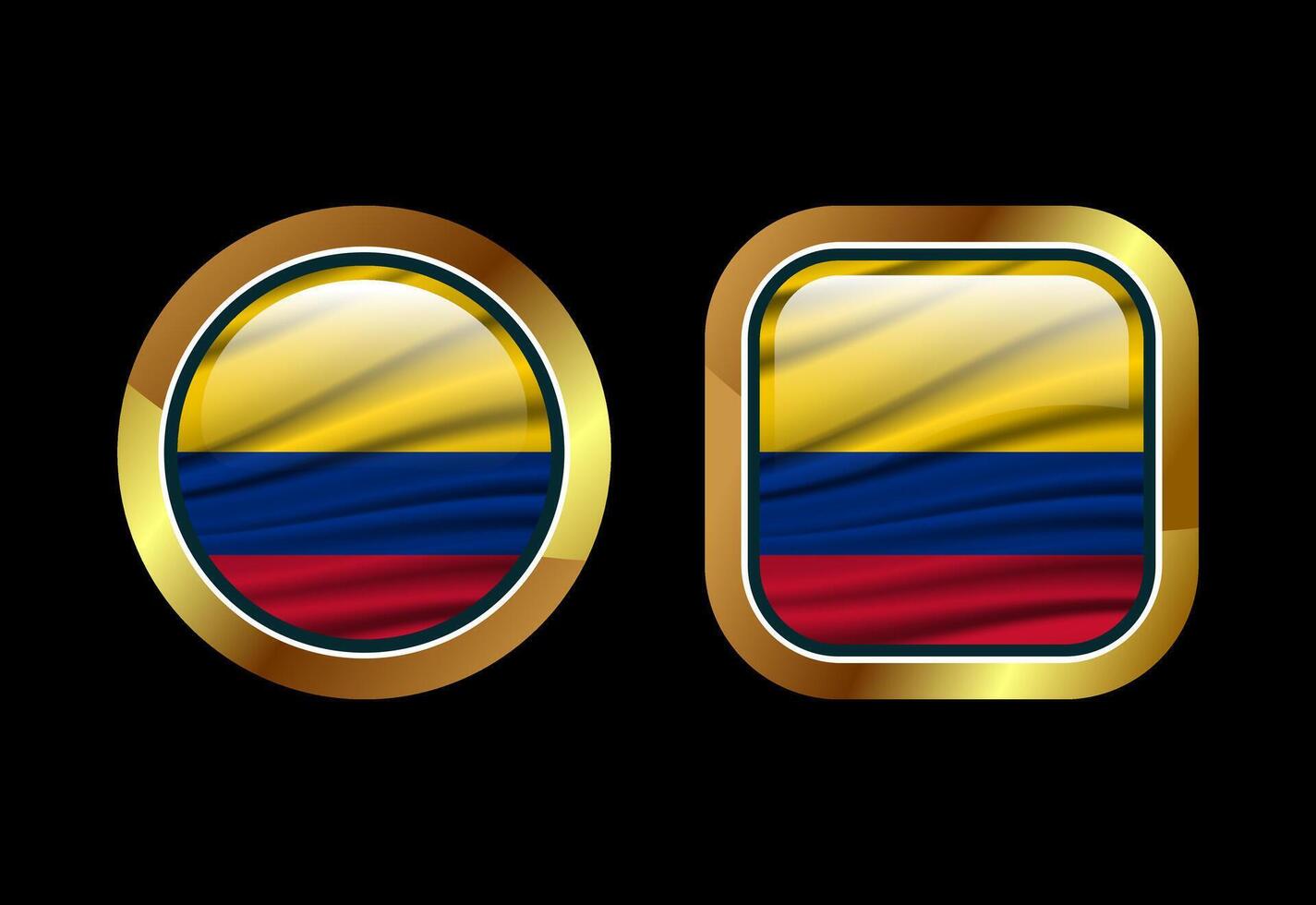 Glossy flag button of Colombia, High quality web button design vector
