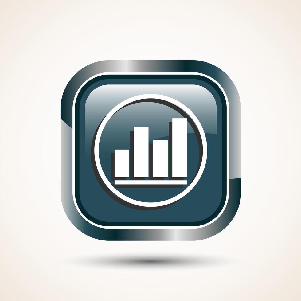Bar chart icon design illustration, Graph icon, Growth sign, Growth chart, Gray color square button design vector