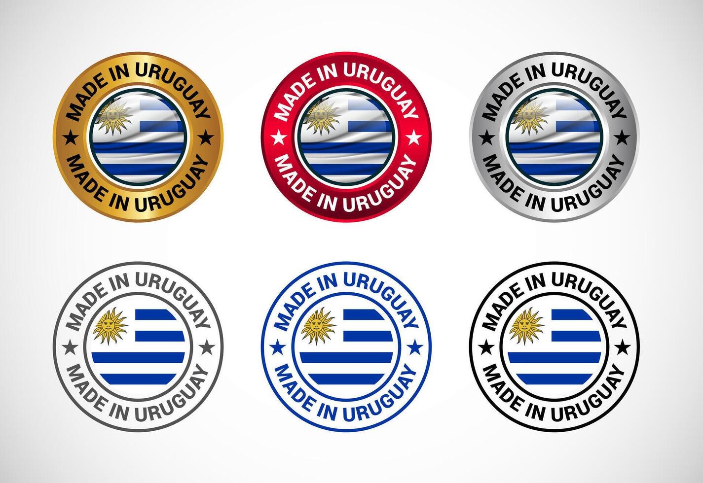 Made in Uruguay label icon with flag. Icon set for business, badge, seal, sticker, logo, and symbol vector