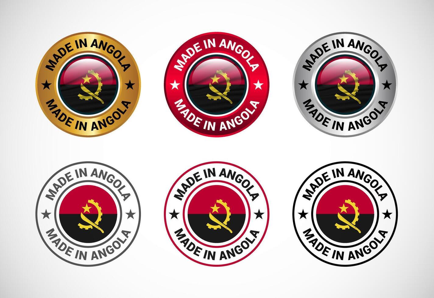 Made in Angola label icon with flag. Icon set for business, badge, seal, sticker, logo, and symbol vector