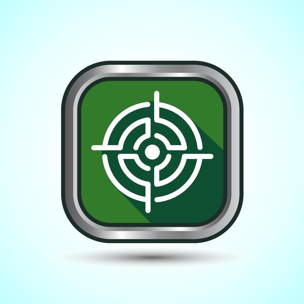 Target goal icon design illustration, Goal sign symbol, Green shadow button design vector