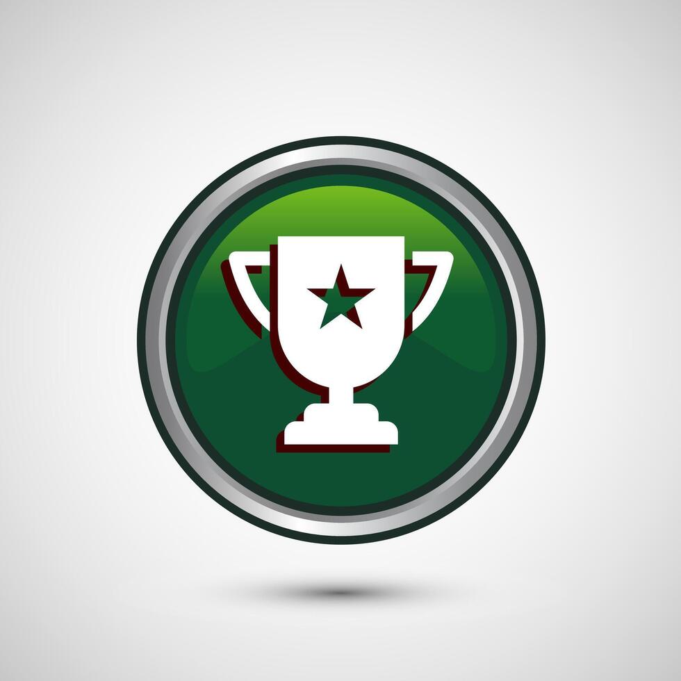 Award icon design illustration, Winning icon, Champion symbol, Green color round button design vector