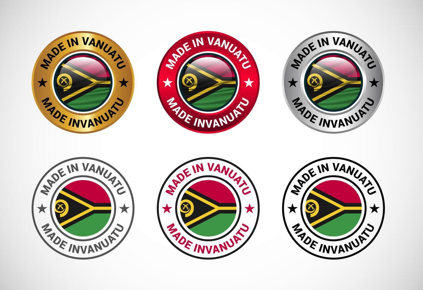 Made in Vanuatu label icon with flag. Icon set for business, badge, seal, sticker, logo, and symbol vector