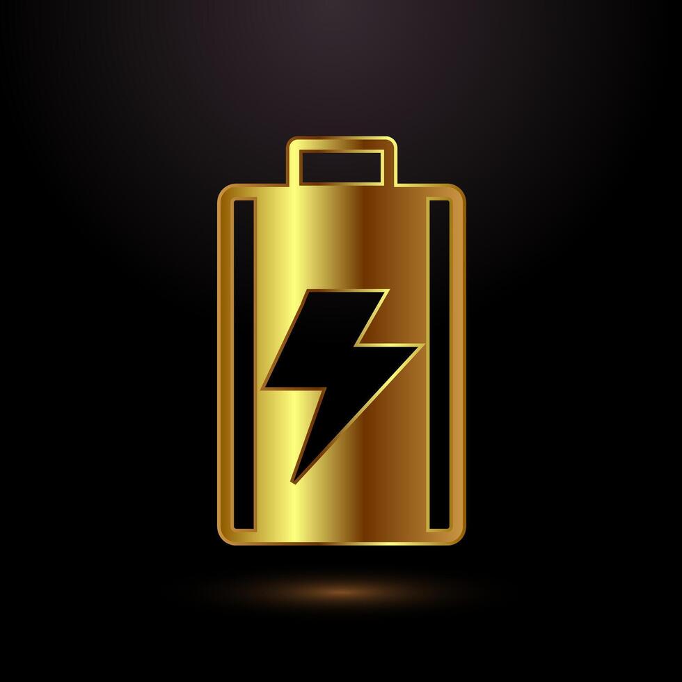 Power, Battery Icon Design Illustration, Gold toned battery icon style guide vector