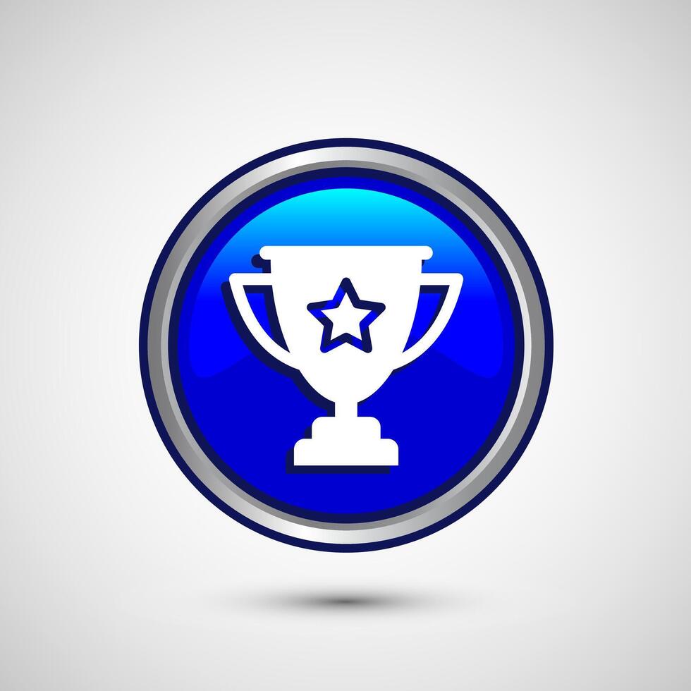 Award icon design illustration, Winning icon, Champion symbol, Blue color round button design vector