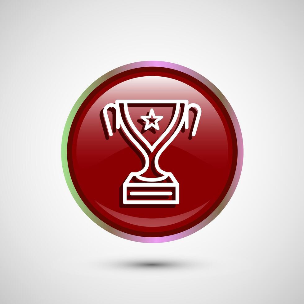 Award icon design illustration, Winning icon, Champion symbol, Red color round button design vector