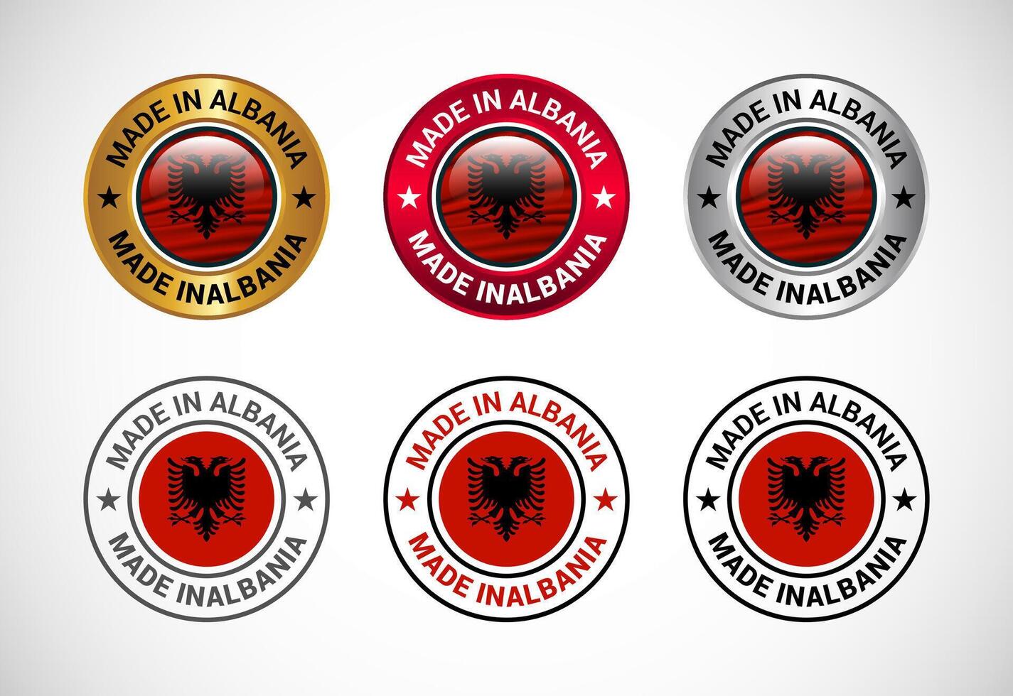 Made in Albania label icon with flag. Icon set for business, badge, seal, sticker, logo, and symbol vector