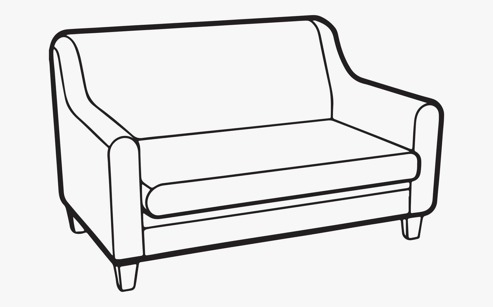 Sofa line art drawing icon vector